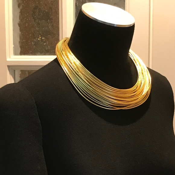 ❤️NEW❤️ 14K ITALIAN GOLD 36 Strands Necklace Oro Mesh Weave Silicone Wrapped - Picture 10 of 11